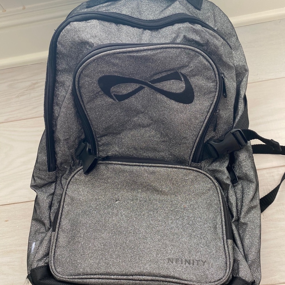 gray sparkle Nfinity cheer back pack